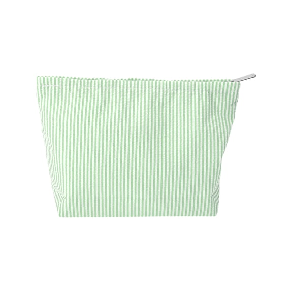 Unique Bargains 1 Pc Seersucker Stripes Makeup Bag Green Polyester