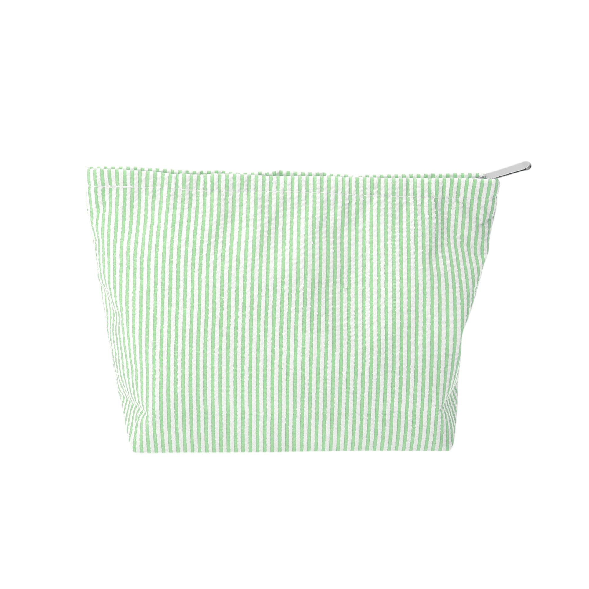 Unique Bargains 1 Pc Seersucker Stripes Makeup Bag Green