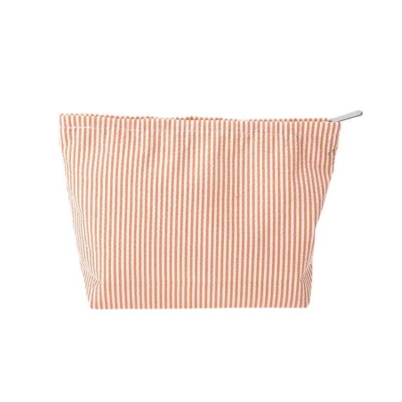 Unique Bargains 1 Pc Seersucker Stripes Makeup Bag Orange