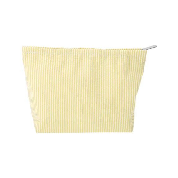 Unique Bargains 1 Pc Seersucker Stripes Makeup Bag Yellow Polyester