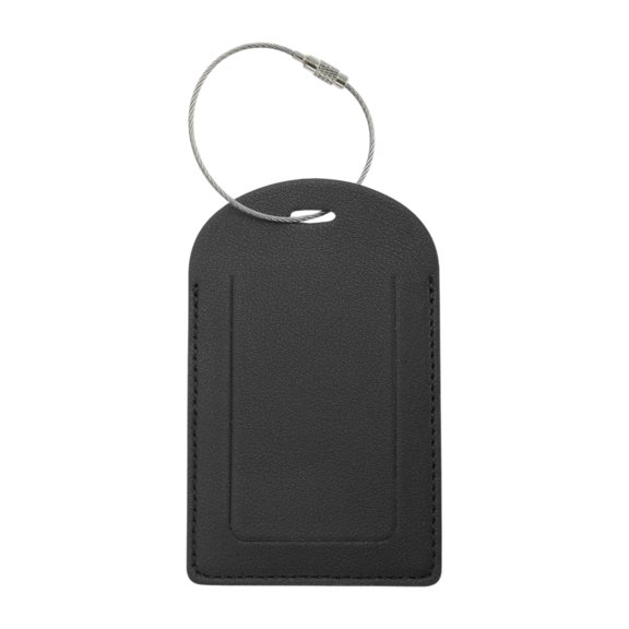 Unique Bargains 1 Pc Semicircle Vertical Style Luggage Tag for Office Black PU