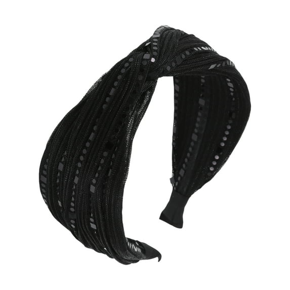 Unique Bargains 1 Pc Sequin Wide Headbands for Women Black