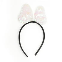 Unique Bargains 1 Pc Sequined Handmade Bow Headband Christmas for Women for Girls White