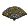 thumbnail image 1 of Unique Bargains 1 Pc Sequins Folding Fan for Masquerade Yellow Cotton Linen, 1 of 5