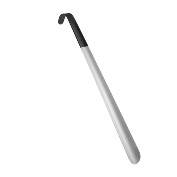 Unique Bargains 1 Pc Shoe Horn Curved No Hole Shoe Spoon 16.54"x1.69" Black Silver Tone
