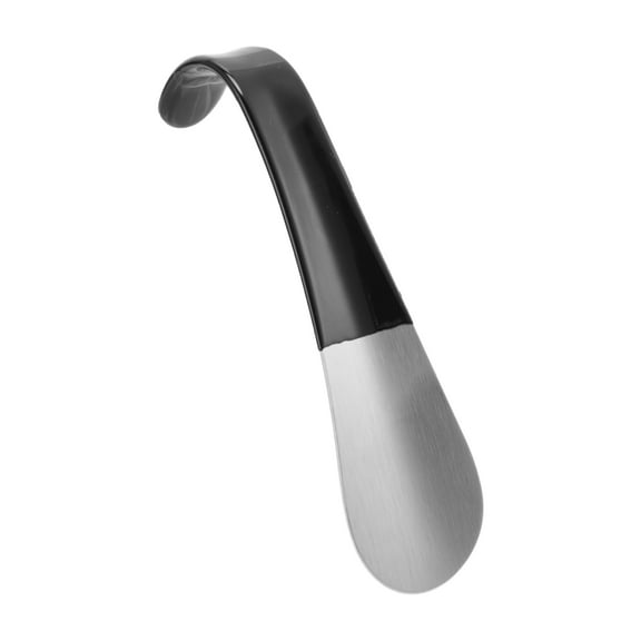 Unique Bargains 1 Pc Shoe Horn Curved No Hole Shoe Spoon 6.3"x1.69" Black Silver Tone