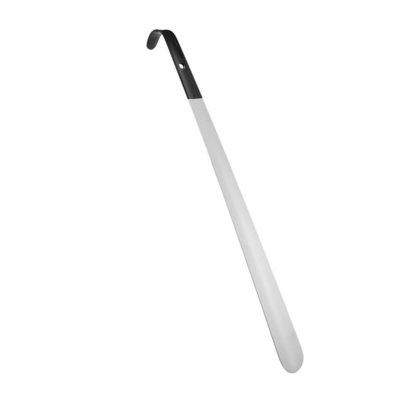 Unique Bargains 1 Pc Shoe Horn Handle Curved Shoe Spoon 20.47"x1.65" Black Silver Tone