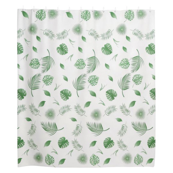 Unique Bargains 1 Pc Shower Curtain Leaf Pattern Waterproof Shower Curtain 70.87"x78.74" White Green