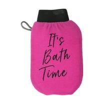 Unique Bargains 1 Pc Shower Gloves Exfoliating Glove for Bathroom 8.27"x5.12" Rose Red