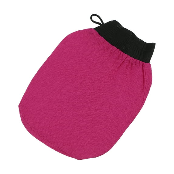 Unique Bargains 1 Pc Shower Gloves Exfoliating Glove for Bathroom for Shower 8.07"x5.71" Rose Red