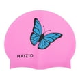 thumbnail image 1 of Unique Bargains 1 Pc Silicone Butterfly Pattern Swim Cap Pink, 1 of 5