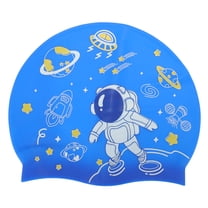 Unique Bargains 1 Pc Silicone Cartoon Astronauts Swim Cap Dark Blue