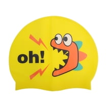 Unique Bargains 1 Pc Silicone Cartoon Letter Swim Cap Yellow
