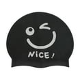 thumbnail image 1 of Unique Bargains 1 Pc Silicone Funny Face Swim Cap Black White, 1 of 5