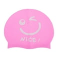 thumbnail image 1 of Unique Bargains 1 Pc Silicone Funny Face Swim Cap Pink White, 1 of 5