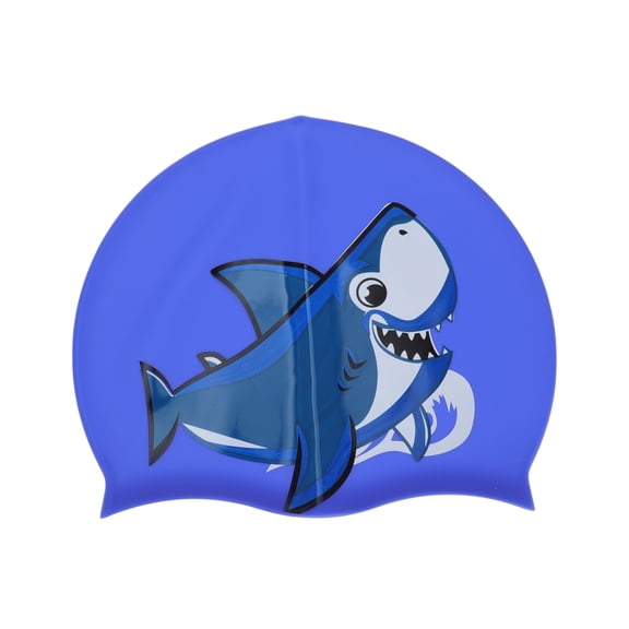 Unique Bargains 1 Pc Silicone Shark Pattern Swim Cap Blue