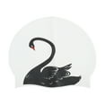 thumbnail image 1 of Unique Bargains 1 Pc Silicone Swans Pattern Swim Cap White, 1 of 5