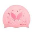 thumbnail image 1 of Unique Bargains 1 Pc Silicone Waterproof Butterfly Star Swim Cap Pink, 1 of 5