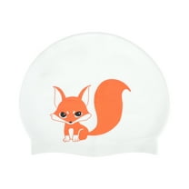 Unique Bargains 1 Pc Silicone Waterproof Cartoon Swim Cap White, Orange ["Fox"]