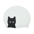 thumbnail image 1 of Unique Bargains 1 Pc Silicone Waterproof Cartoon Swim Cap Black, White ["Cat"], 1 of 5