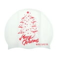 thumbnail image 1 of Unique Bargains 1 Pc Silicone Waterproof Christmas Tree Swim Cap Red White, 1 of 5
