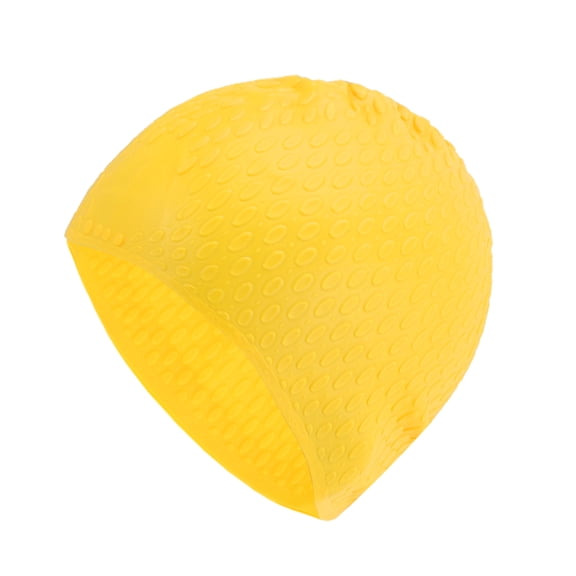 Unique Bargains 1 Pc Silicone Waterproof Embossed Swim Cap Yellow