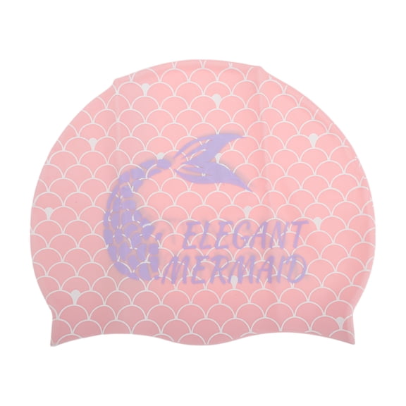 Unique Bargains 1 Pc Silicone Waterproof Fish Tail Swim Cap Pink Purple