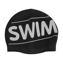 Unique Bargains 1 Pc Silicone Waterproof Letter Swim Cap Black White