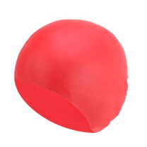 Unique Bargains 1 Pc Silicone Waterproof Solid Color Swim Cap Red