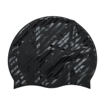 Unique Bargains 1 Pc Silicone Waterproof Stripes Swim Cap Black