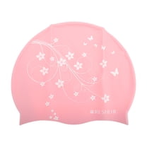 Unique Bargains 1 Pc Silicone Waterproof Vines Print Swim Cap Pink