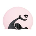 thumbnail image 1 of Unique Bargains 1 Pc Silicone Whales Pattern Swim Cap Black Pink, 1 of 5