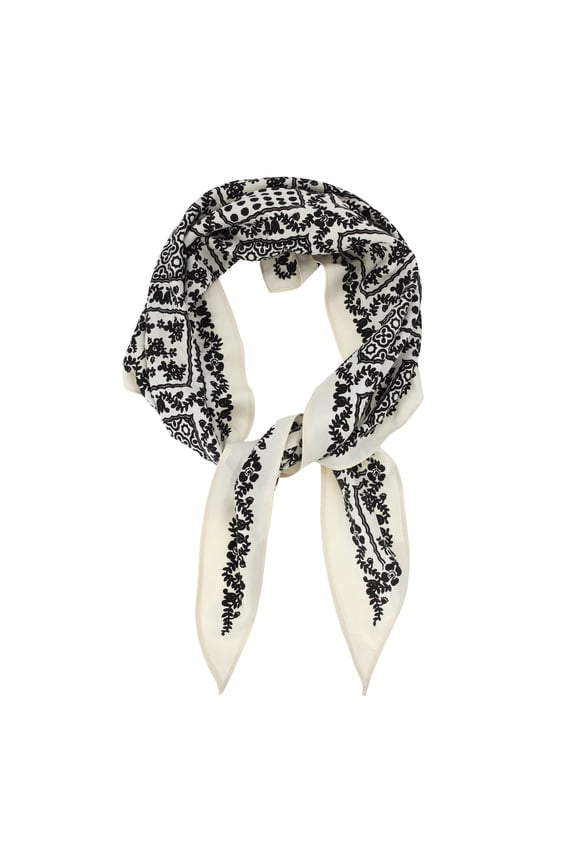 1 Pc Silk Scarf Multi-purpose Print Neck Scarf Black Beige