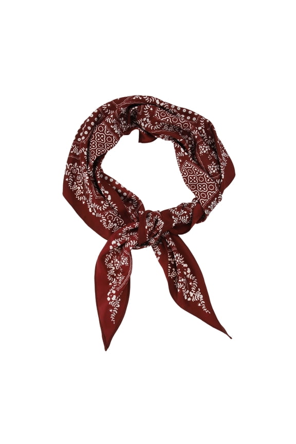 1 Pc Silk Scarf Multi-purpose Print Neck Scarf Red White