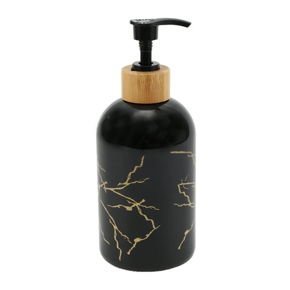 Unique Bargains 1 Pc Simple Cylindrical Soap Pump Dispenser for Bathroom Hotel 400ml Black