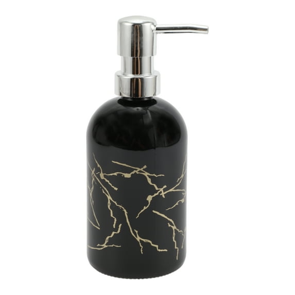 Unique Bargains 1 Pc Simple Cylindrical Soap Pump Dispenser for Hotel 400ml Black Silver Tone