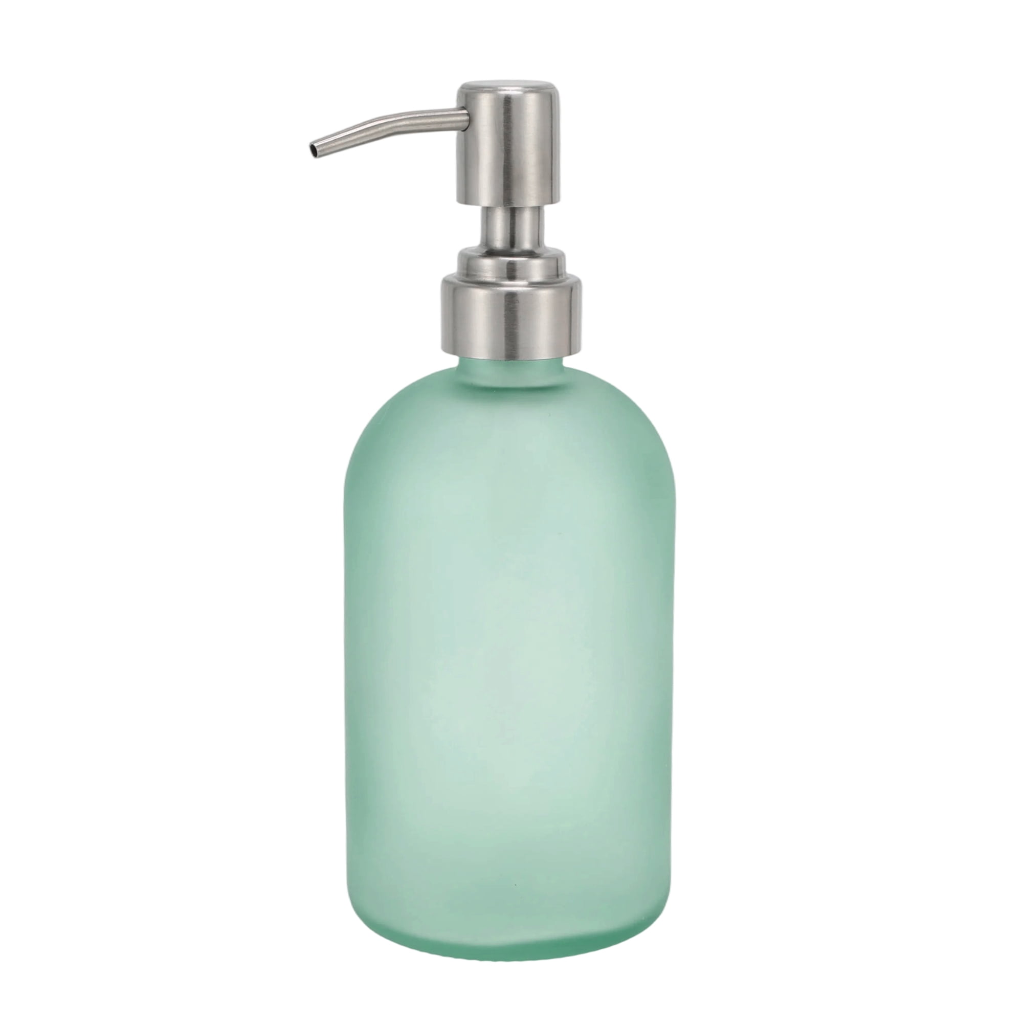 Unique Bargains 1 Pc Simple Cylindrical Soap Pump Dispenser for Hotel 400ml Lake Blue Silver Tone