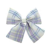 Unique Bargains 1 Pc Simple Plaid Bow Hair Clips for Home Purple Blue