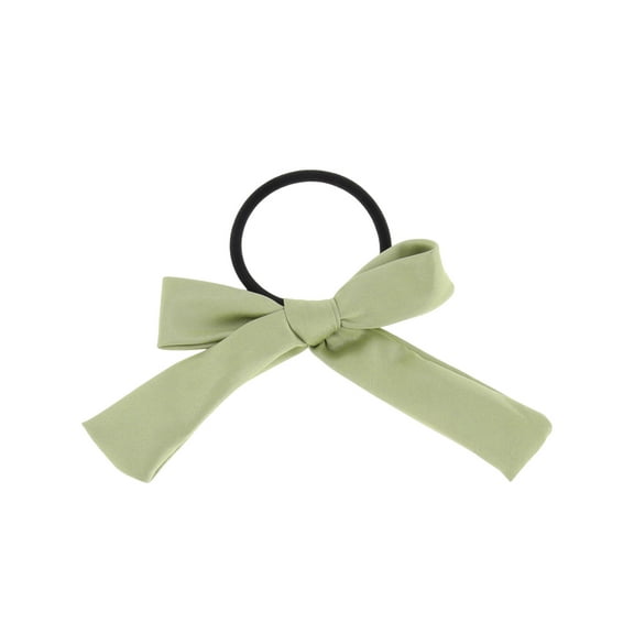 Unique Bargains 1 Pc Simple Solid Bow Ribbon Hair Elastic Band for Home Green