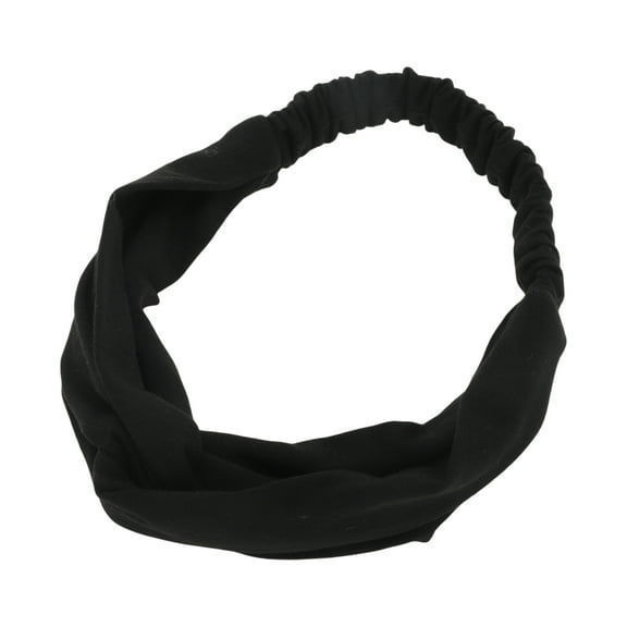 Unique Bargains 1 Pc Simple Solid Elastic Cross Headwrap for Women Black