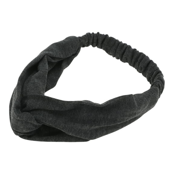 Unique Bargains 1 Pc Simple Solid Elastic Cross Headwrap for Women Dark Gray