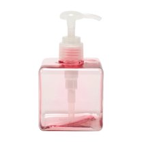 Unique Bargains 1 Pc Simple Square Soap Pump Dispenser for Bathroom Laundry Rooms 250ml Clear Pink