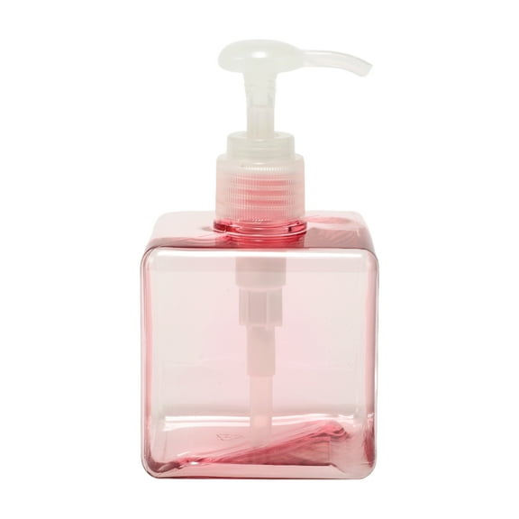 Unique Bargains 1 Pc Simple Square Soap Pump Dispenser for Bathroom Laundry Rooms 250ml Clear Pink