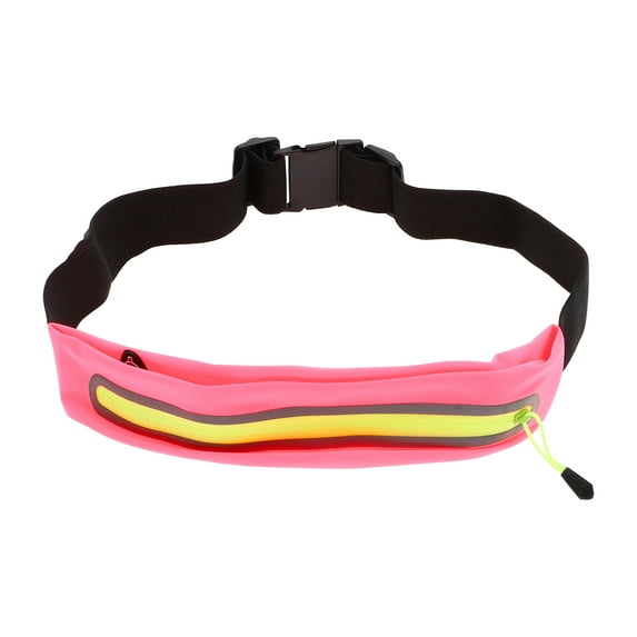 Unique Bargains 1 Pc Single Pocket Running Waist Pack for Hiking Gym Polyester Rose Red, Green