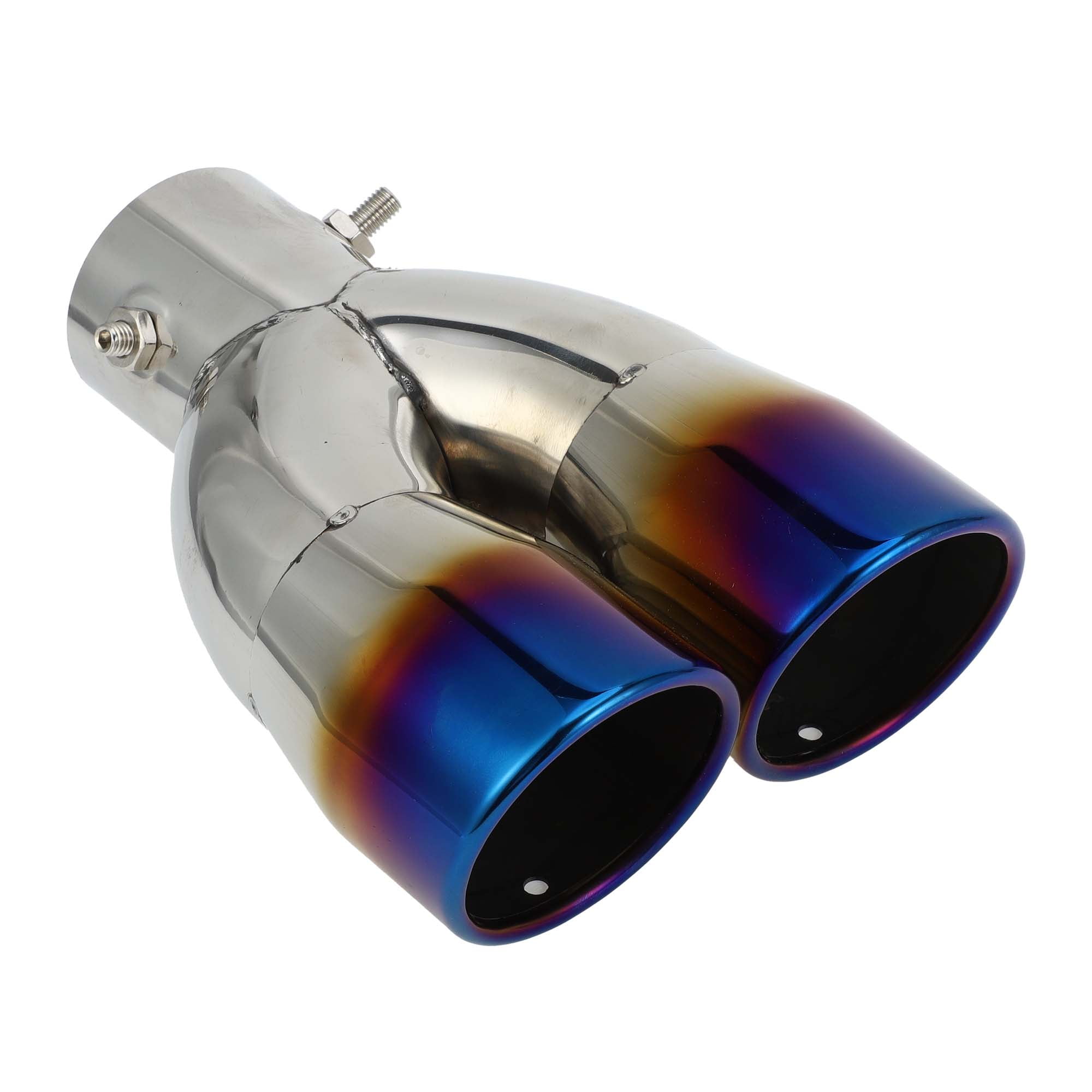 Blue Burnt Exhaust Tip - 2.5 Inch Inlet To 4 Inch Outlet, 9 Inch Long, Stainless Steel Weld-On Tip (Pack Of 2)