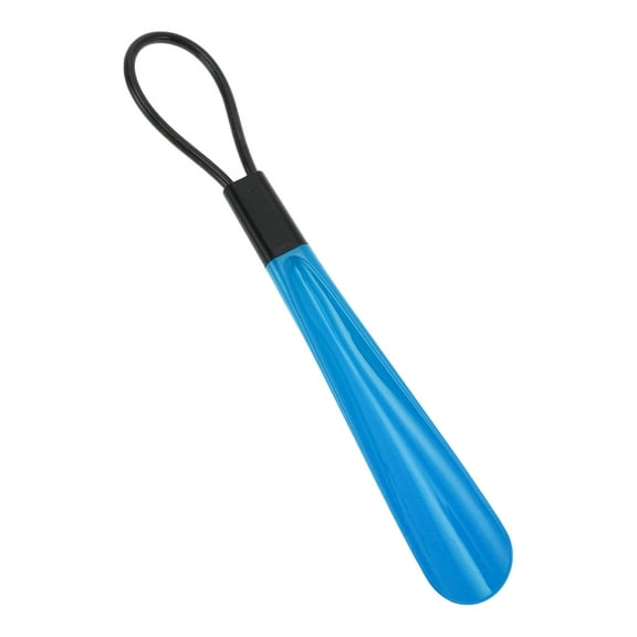 Unique Bargains 1 Pc Sling Short Handle Hangable Shoe Horn for Shoe 11.81"x1.5" Black Blue