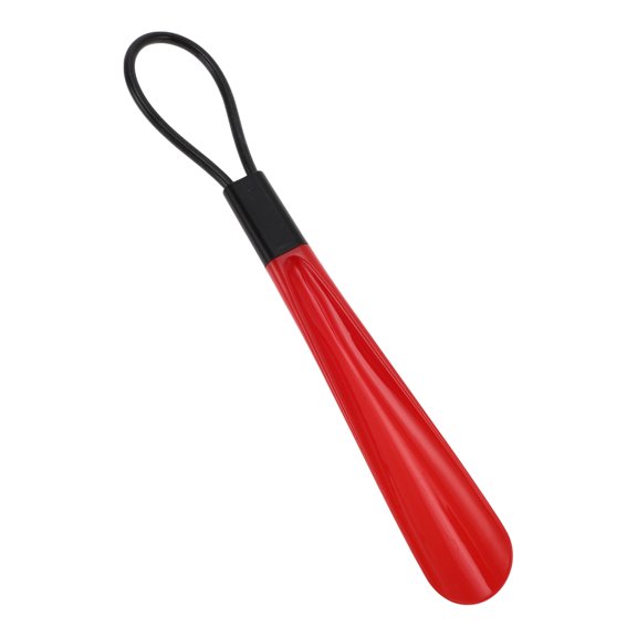 Unique Bargains 1 Pc Sling Short Handle Hangable Shoe Horn for Shoe 11.81"x1.5" Red Black