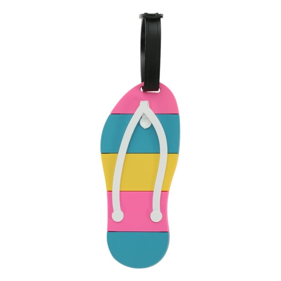 Unique Bargains 1 Pc Slippers Luggage Tag for Travelling Blue Soft Rubber