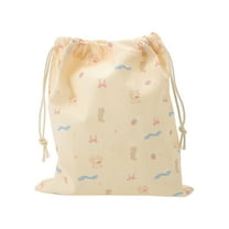 Unique Bargains 1 Pc Small Blue Ribbon Drawstring Makeup Bag for Travel Beige Polyester