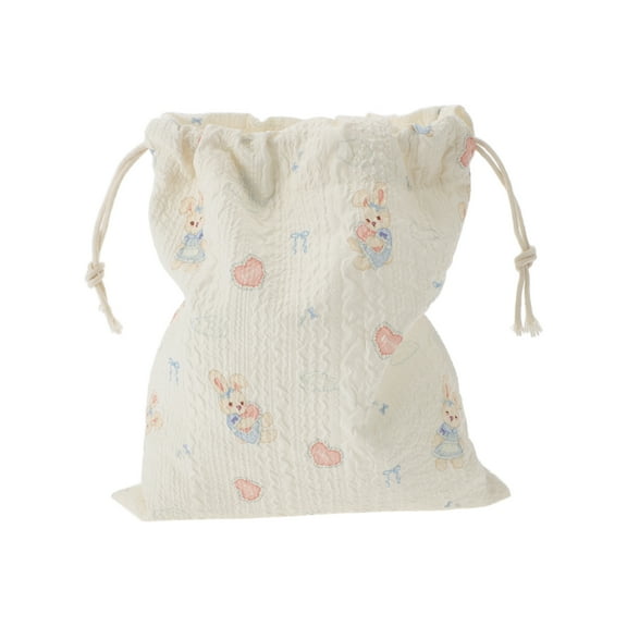 Unique Bargains 1 Pc Lightweight Drawstring Makeup Bag for Travel Beige Small